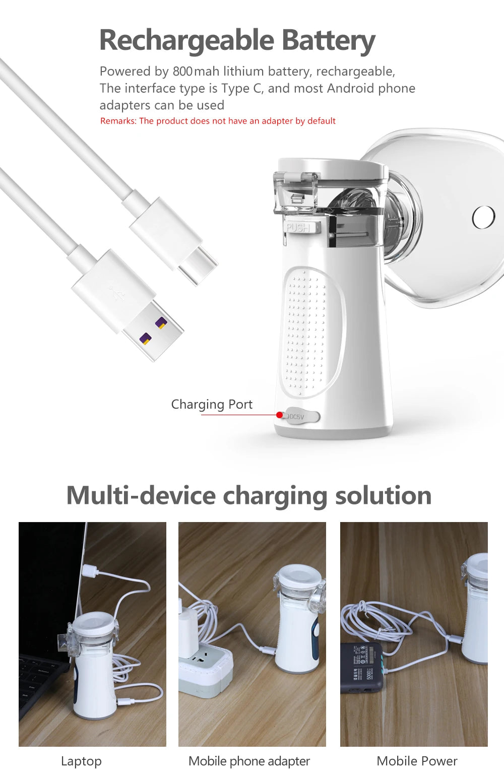 KIUZOU Rechargeable Silent Mesh Nebulizer Handheld Asthma Inhaler Atomizer Children Health Care Portable Nebulizer Humidifier