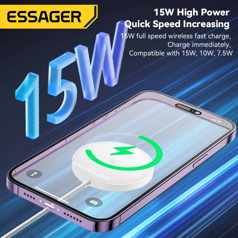 Essager 15W Magnetic Qi Wireless Chargers Fast Charging for iPhone 14 13 12 Pro Max PD Fast Charging For Xiaomi Pad Adapter
