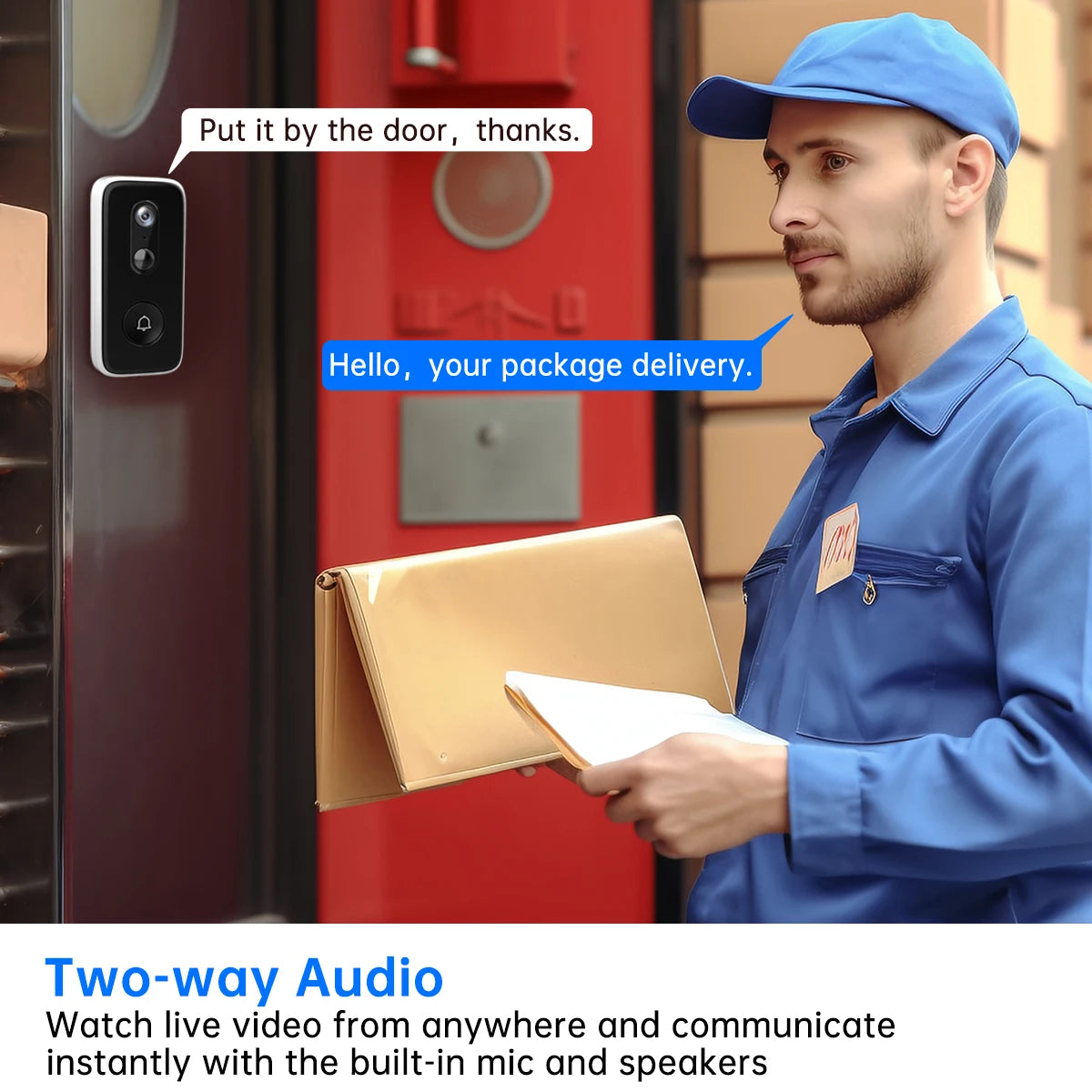 JOOAN 2K Intelligent WiFi Doorbell With Camera Smart Home WiFi Video Doorbell Outdoor Battery Powered Security Video Intercom