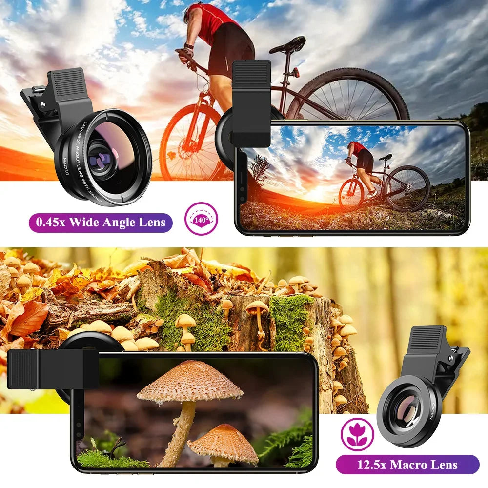 2-in-1 Clip-on Fish Eye & Macro Mobile Phone Lens – 15X Macro & 0.45X Super Wide Angle