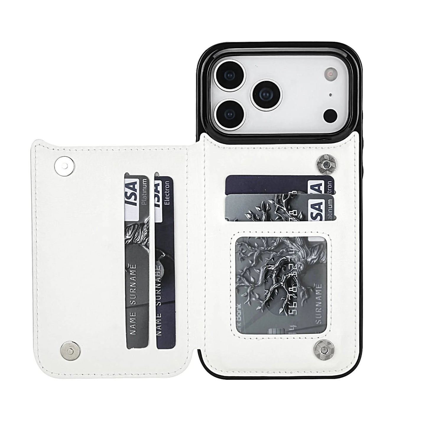 For iPhone 17 Pro Max Air Wallet Case With Card Holder,PU Faux Leather Kickstand Card Slots Case, Double Magnetic Clasp Cover
