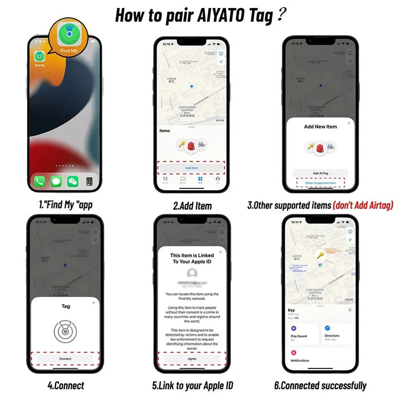 Bluetooth Tracker Tag Smart Search Airtag Work with iOS Find My Tracking Device Anti-lost Global Positioning Itme Finder Locator