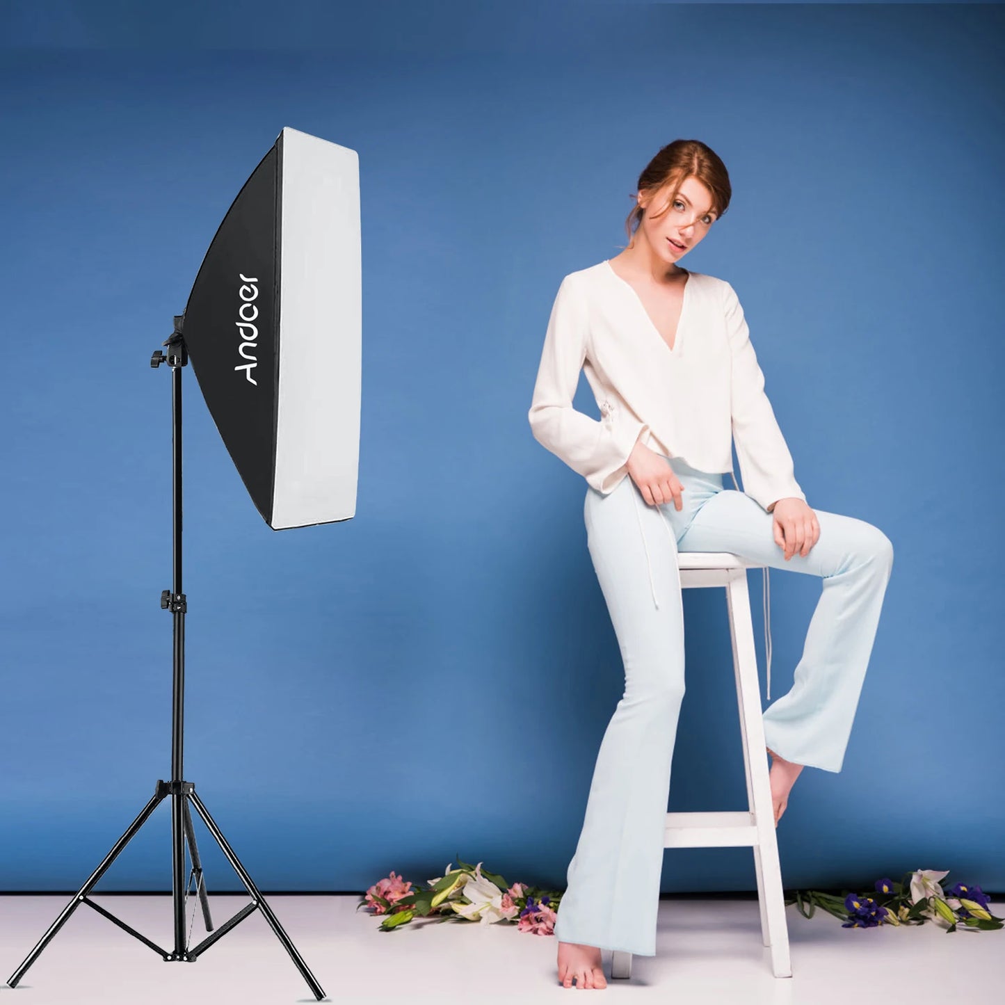 Andoer Studio Photography Light kit Softbox Lighting Set with 85W 2800K-5700K Bi-color Temperature LED Light * 2 + 50x70cm Softb