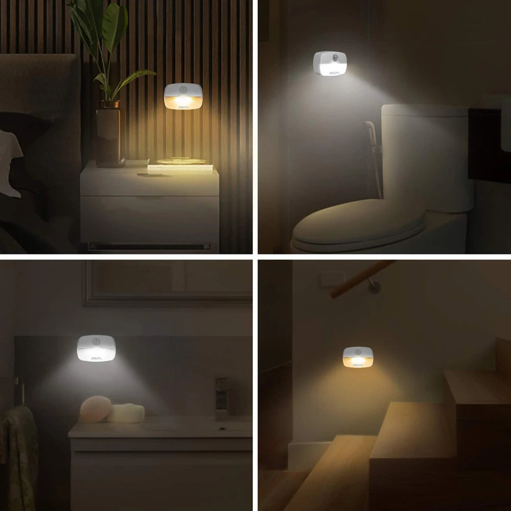 Motion Sensor Light Indoor LED Night Light Stick on Nightlight Battery Operated Lights for Hallway Stair Closet Bedroom Bathroom