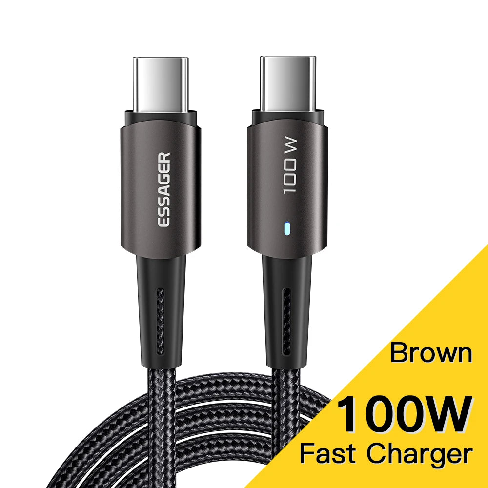 Essager USB C To USB C Cable PD100W 60W Fast Charge Mobile Cell Phone Charging Cord Wire For Xiaomi Samsung Huawei Macbook iPad
