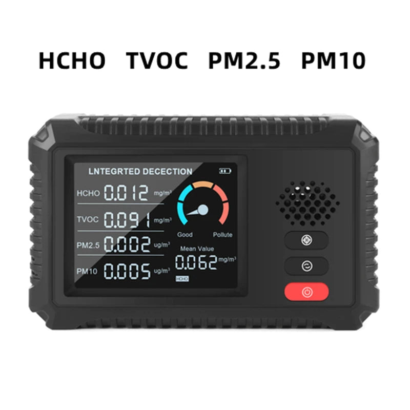 Smart Air Quality Monitor Detector CO2 PM2.5 TVOC HCHO TEMP HUMI Detectors With Alarm Timer Mobilephone APP Remotes
