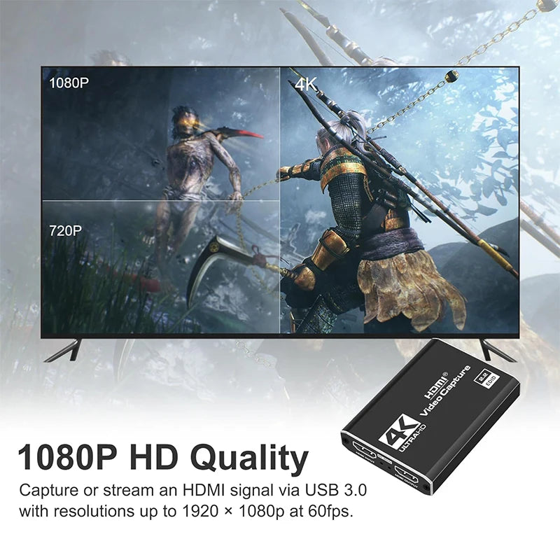 4K HDMI USB 3.0 Audio Video Capture Card 1080P 60Hz Video Recorder Grabber with Loop-out HDCP 2.2 for OBS Live Streaming Game PC