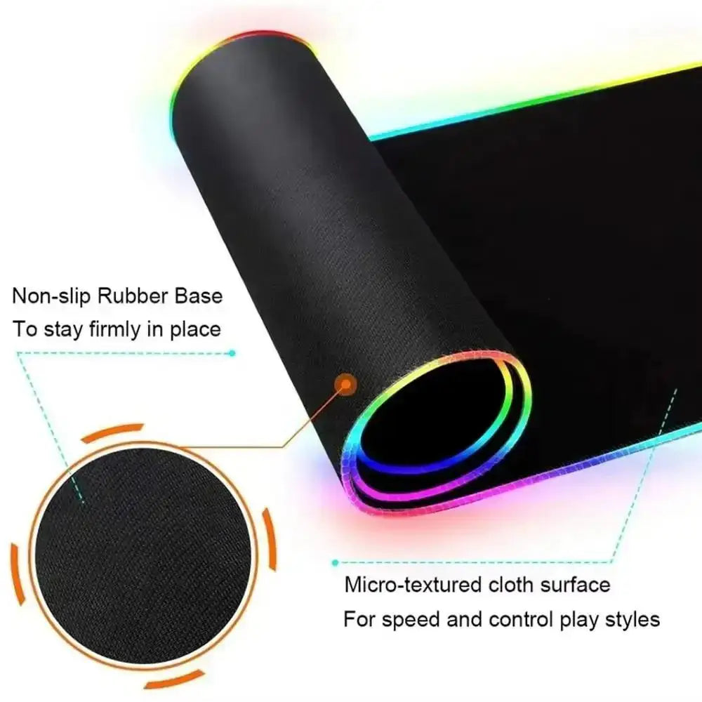 Glowing Hexagonal Mouse Pad XXL RGB Gaming Mouse Pad Gamer Accessory Large LED Light Mousepads PC Computer Desk Mat with Backlit