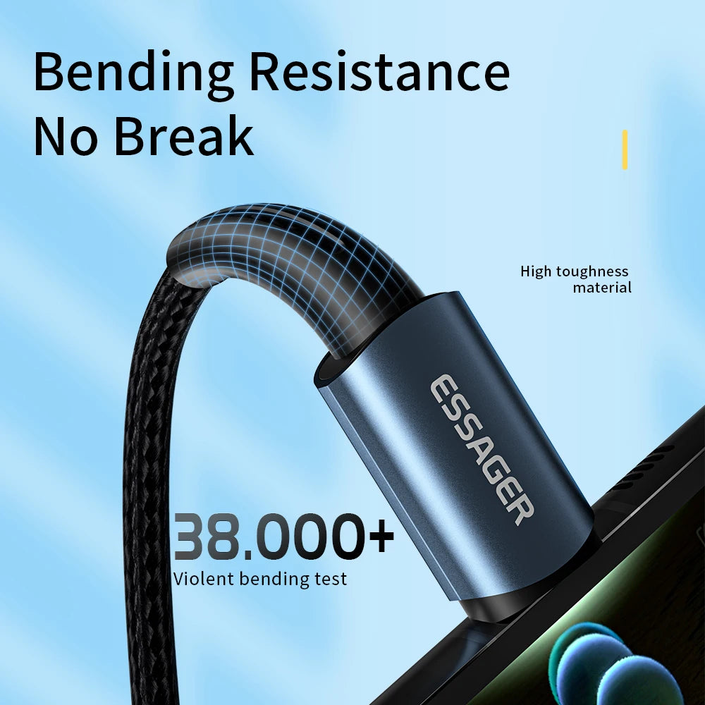 Essager USB C To USB C Cable PD100W 60W Fast Charge Mobile Cell Phone Charging Cord Wire For Xiaomi Samsung Huawei Macbook iPad