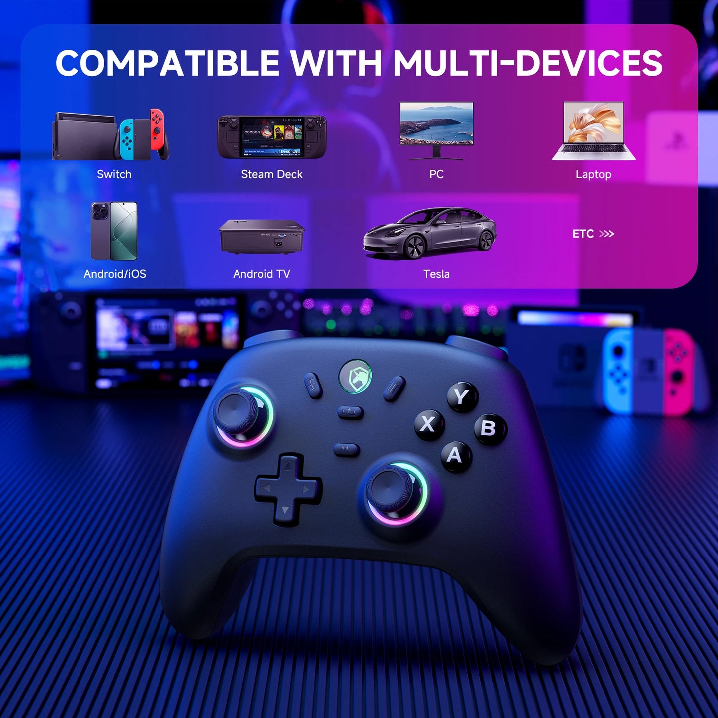 ECHTPower for PC/Switch2 Wireless Game Controller - Hall Effect Joystick 1000Hz