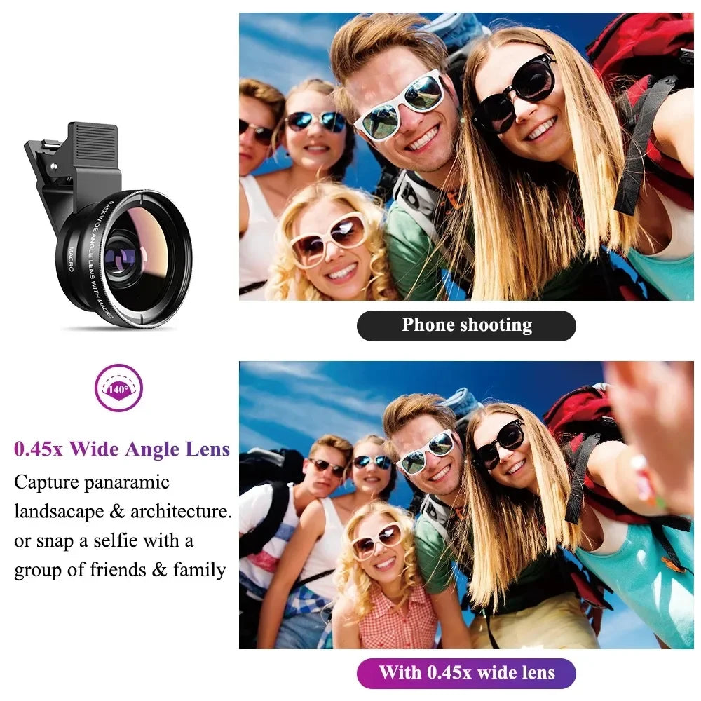 2-in-1 Clip-on Fish Eye & Macro Mobile Phone Lens – 15X Macro & 0.45X Super Wide Angle