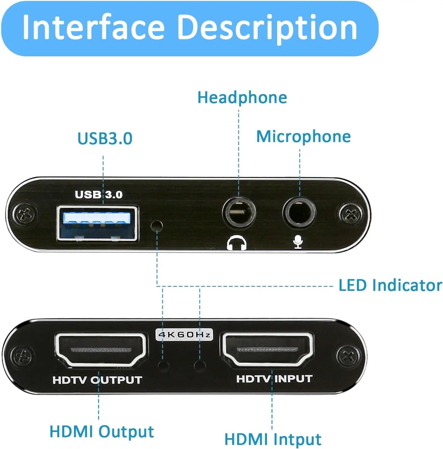 4K HDMI USB 3.0 Audio Video Capture Card 1080P 60Hz Video Recorder Grabber with Loop-out HDCP 2.2 for OBS Live Streaming Game PC