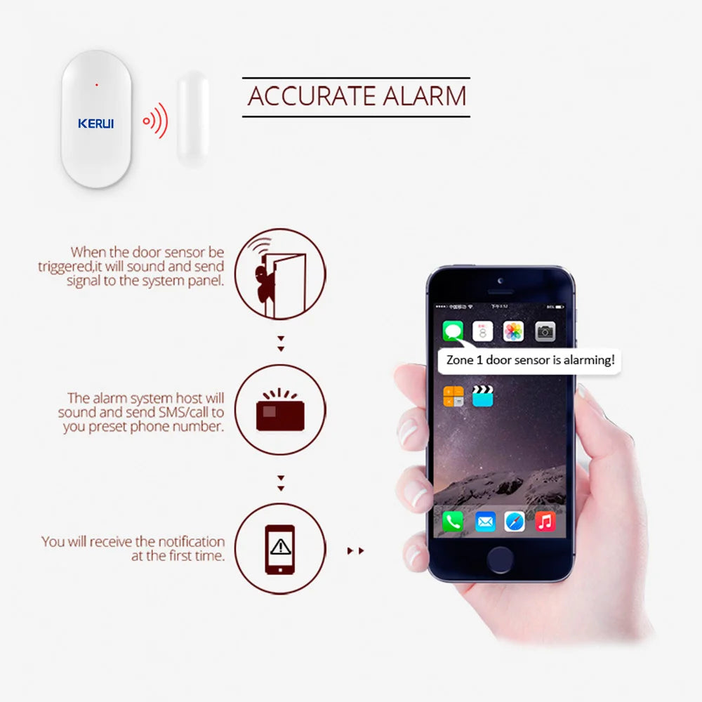 KERUI MC11 Door Sensor 433MHz Wireless Window Magnet Sensor Detector For W202 W181 Home Security Alarm System Burglar An-theft