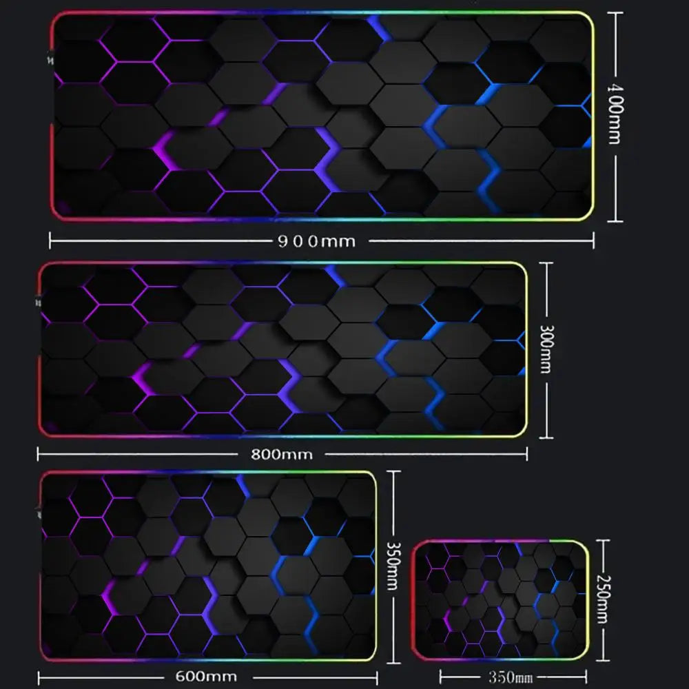 Glowing Hexagonal Mouse Pad XXL RGB Gaming Mouse Pad Gamer Accessory Large LED Light Mousepads PC Computer Desk Mat with Backlit