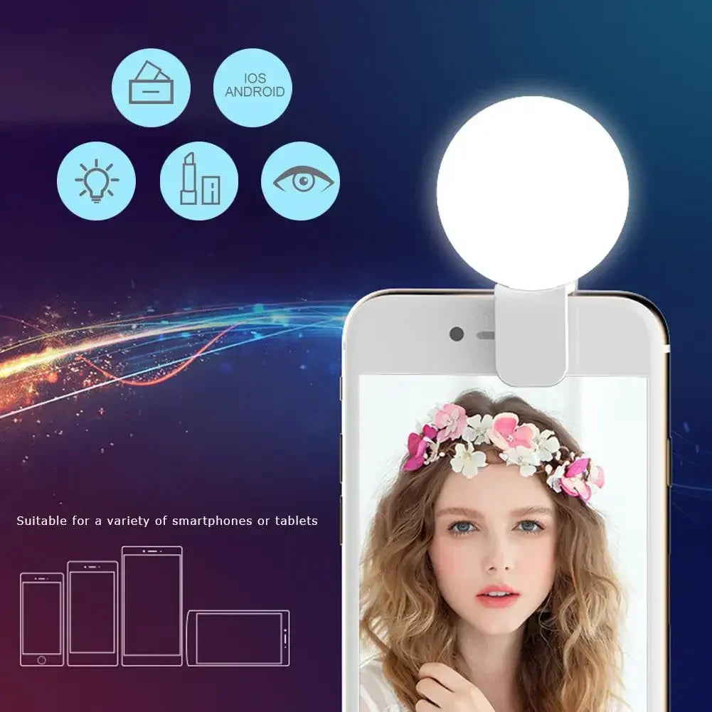 Mobile Phone LED Selfie Ring Light – Portable Mini Fill Light with 3-Level Dimming for Perfect Photos & Videos