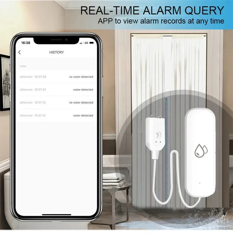 Tuya Smart Flood Leakage Sensor Remote Monitor WiFi Water Overflow Level Detector Water Leak Sensor Security Sound Alarm System