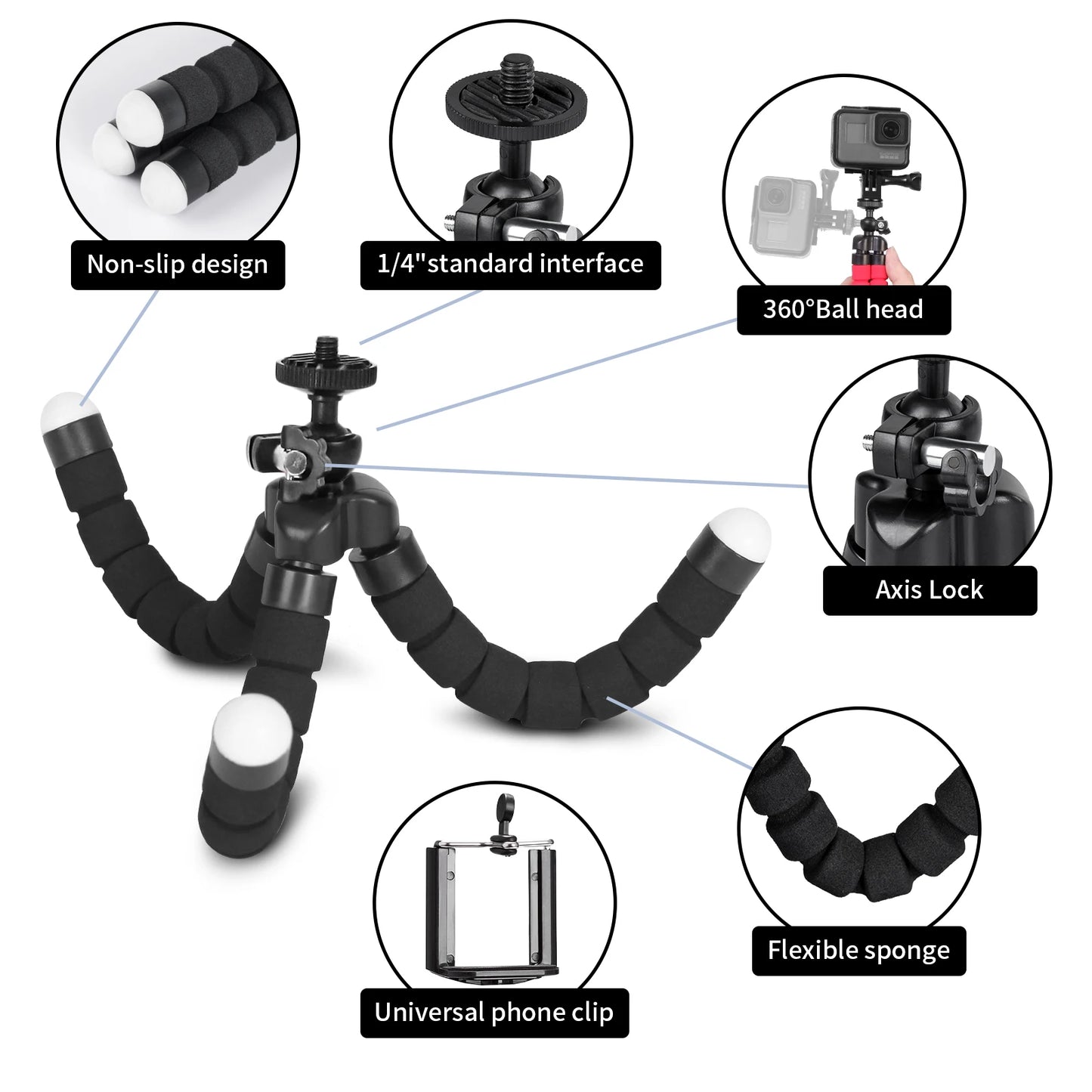 Selens Tripod Flexible Sponge Octopus Mini Phone Holder Clip Stand Optional Bluetooth Remote Controller For IPhone Xiaomi Huawei