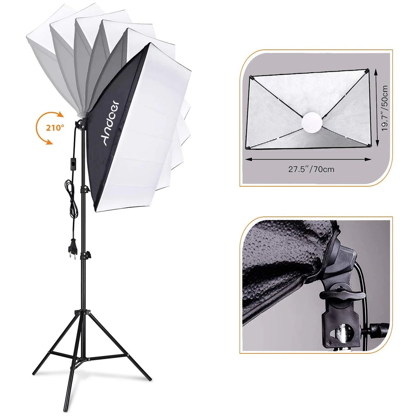 Andoer Studio Photography Light kit Softbox Lighting Set with 85W 2800K-5700K Bi-color Temperature LED Light * 2 + 50x70cm Softb