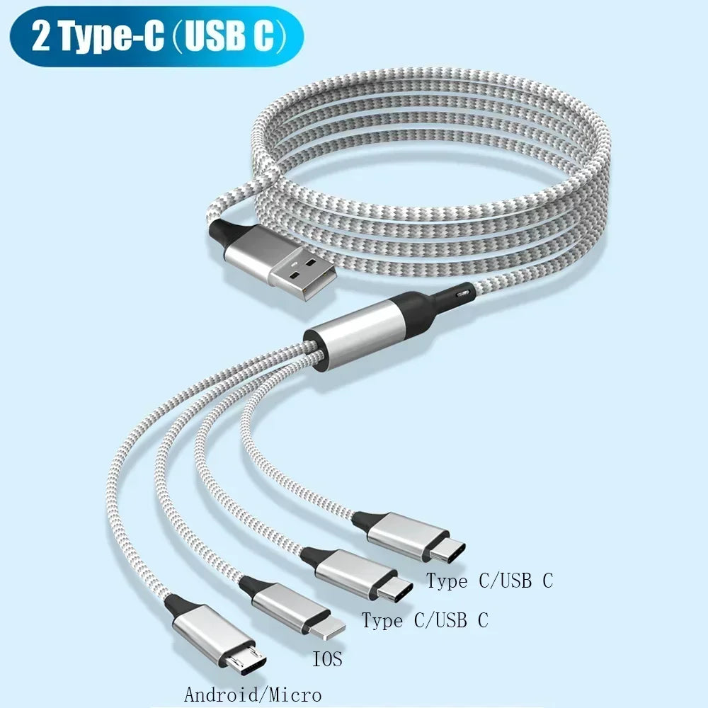 Multi Charger Cable 4 In 1 Charging Cable USB Fast Charge To Android Iphone Type C Charger for Iphone Huawei Android Phones