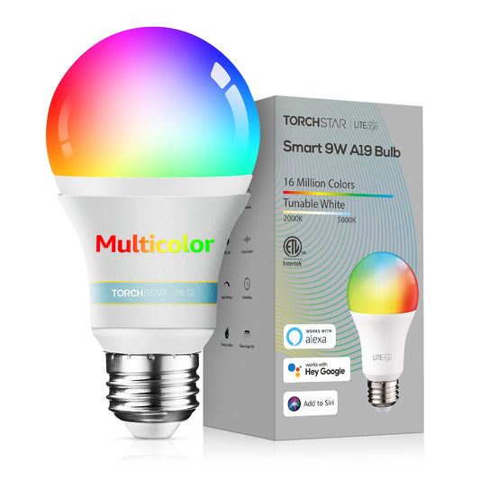 Smart WiFi LED Bulb (A19, RGBCW, Alexa & Google Home Compatible)