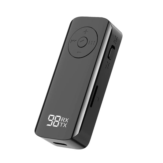 Lavalier Bluetooth 5.3 Transmitter Receiver 3.5MM AUX Support TF Card With LED Display PC Headphone Hifi Stereo Wireless Adapter