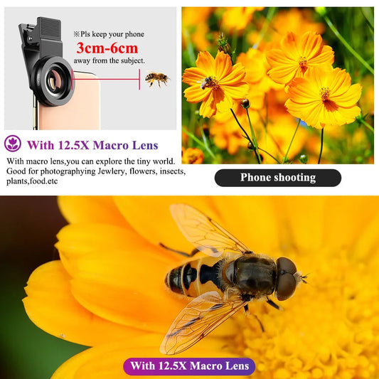 2-in-1 Clip-on Fish Eye & Macro Mobile Phone Lens – 15X Macro & 0.45X Super Wide Angle