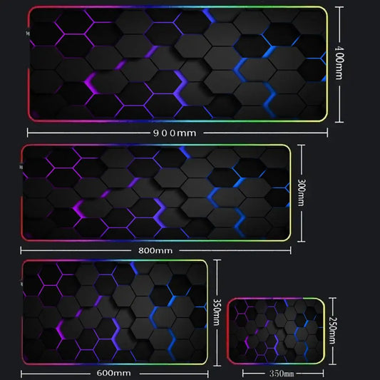 Glowing Hexagonal Mouse Pad XXL RGB Gaming Mouse Pad Gamer Accessory Large LED Light Mousepads PC Computer Desk Mat with Backlit