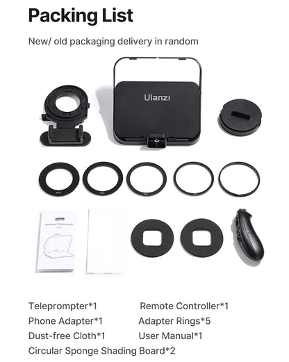 Ulanzi RT02 Portable Mini Teleprompter Prompter for Tablet Smartphone/DSLR Camera Video Recording Live Streaming Interview