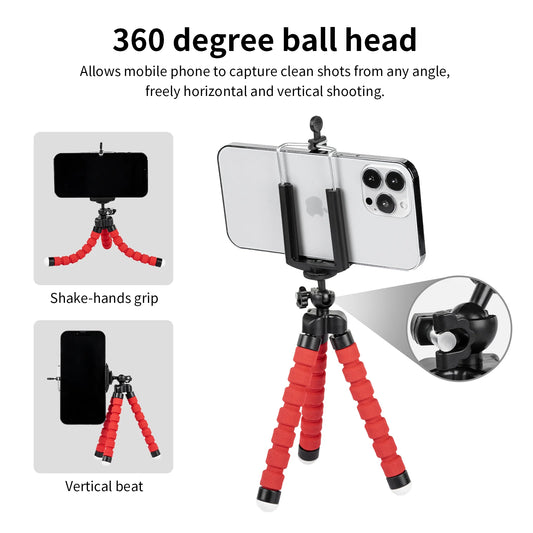 Selens Tripod Flexible Sponge Octopus Mini Phone Holder Clip Stand Optional Bluetooth Remote Controller For IPhone Xiaomi Huawei